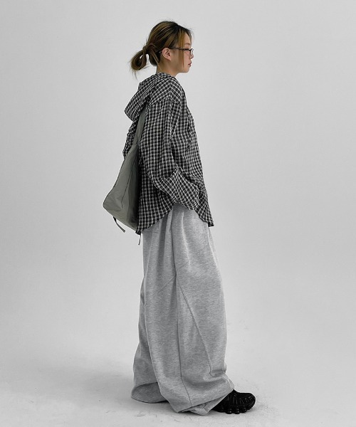 ブラウス シャツ 「MADE」 シュロットチェックサマールーズフィットフードシャツ レディース メンズ BLACKUP ブラウス シャツ 「MADE」 シュロットチェックサマー