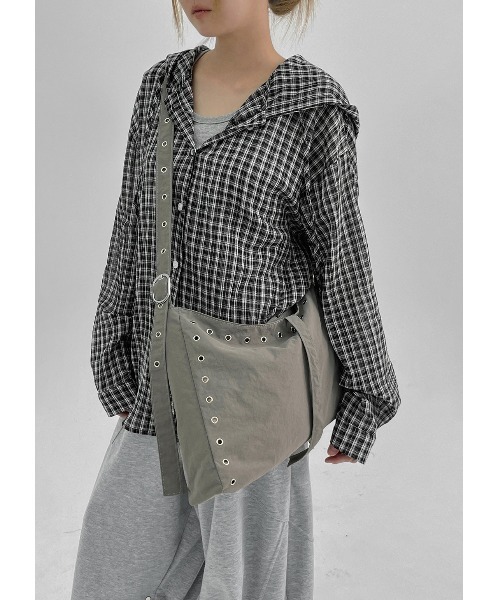 BLACKUP ブラウス シャツ 「MADE」 シュロットチェックサマー