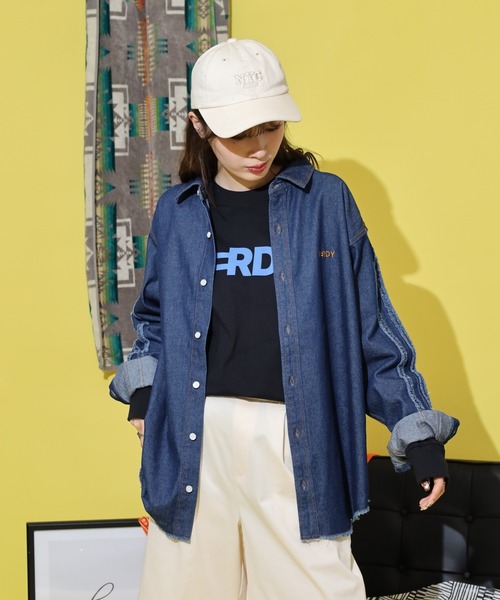 NERDY スマホショルダー シャツ NYデニムシャツ メンズ レディース