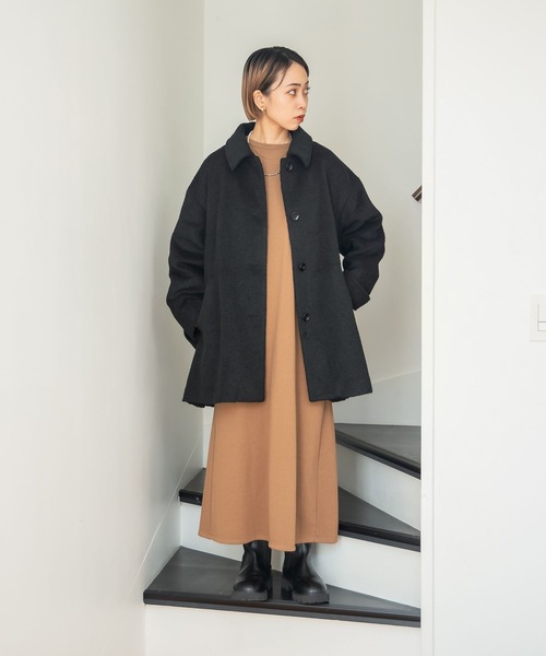 [studio CLIP] пальто с отложным воротником LARGE светло-серый женский 