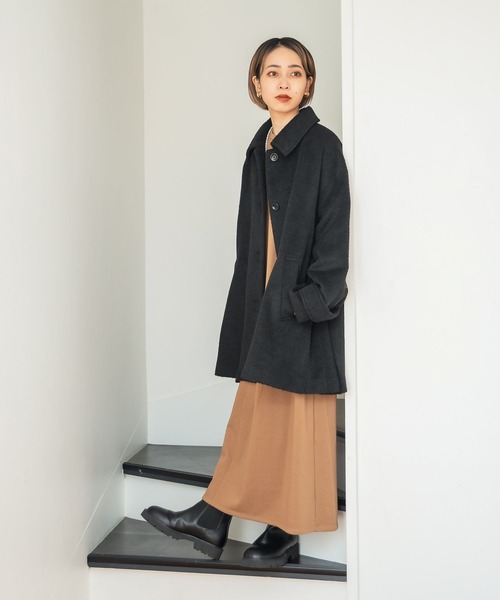 [studio CLIP] пальто с отложным воротником LARGE светло-серый женский 