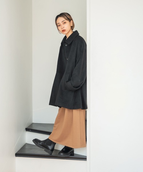 [studio CLIP] пальто с отложным воротником LARGE светло-серый женский 