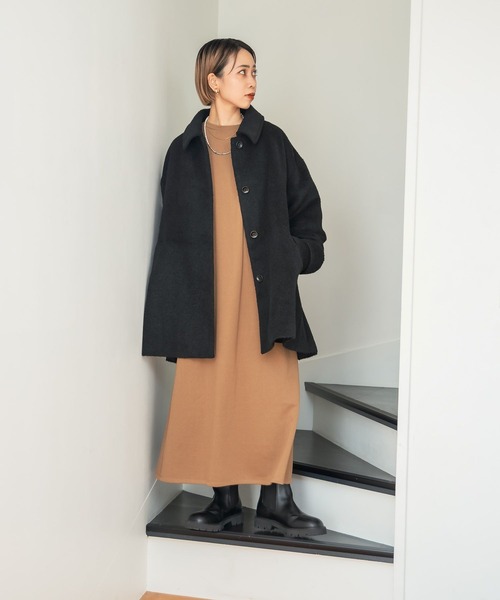 [studio CLIP] пальто с отложным воротником LARGE светло-серый женский 