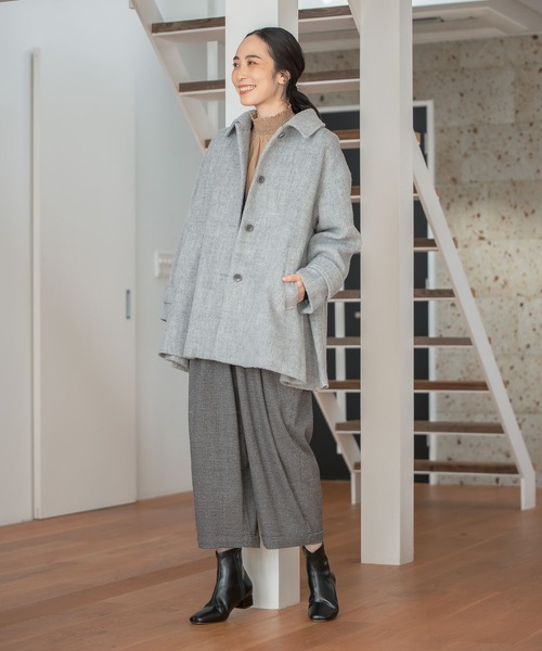 [studio CLIP] пальто с отложным воротником LARGE светло-серый женский 