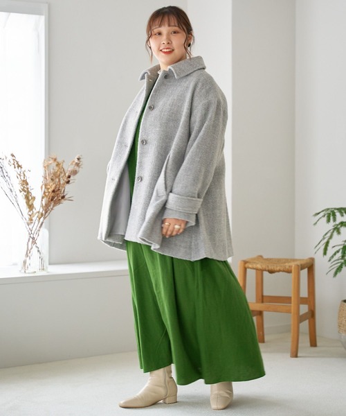 [studio CLIP] пальто с отложным воротником LARGE светло-серый женский 