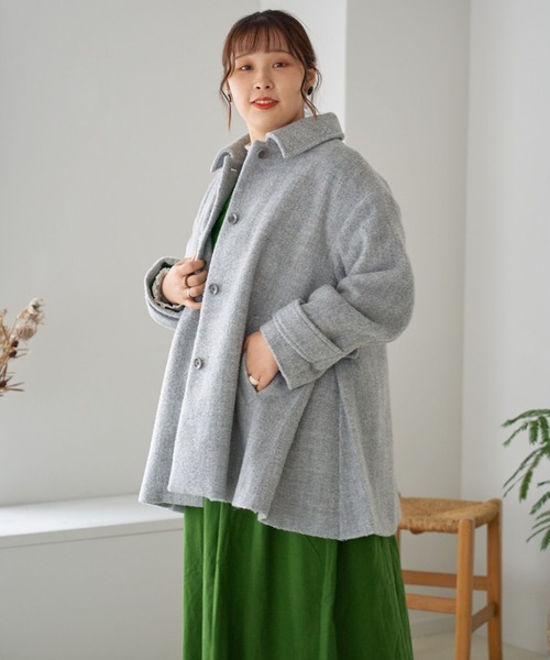 [studio CLIP] пальто с отложным воротником LARGE светло-серый женский 