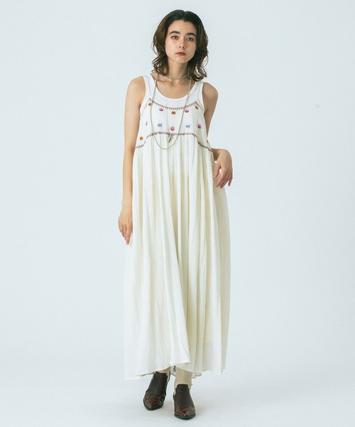 HLAADA ワンピース (HLAADA for ROSE BUD)EMBROIDERY SLIP DRESS