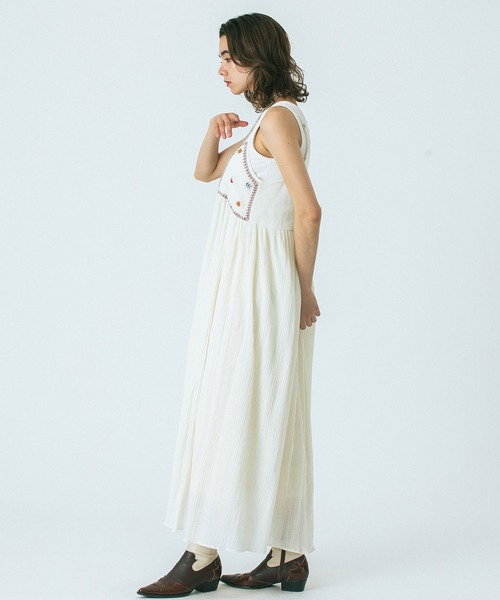 HLAADA ワンピース (HLAADA for ROSE BUD)EMBROIDERY SLIP DRESS 