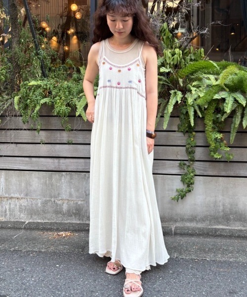 HLAADA ワンピース (HLAADA for ROSE BUD)EMBROIDERY SLIP DRESS