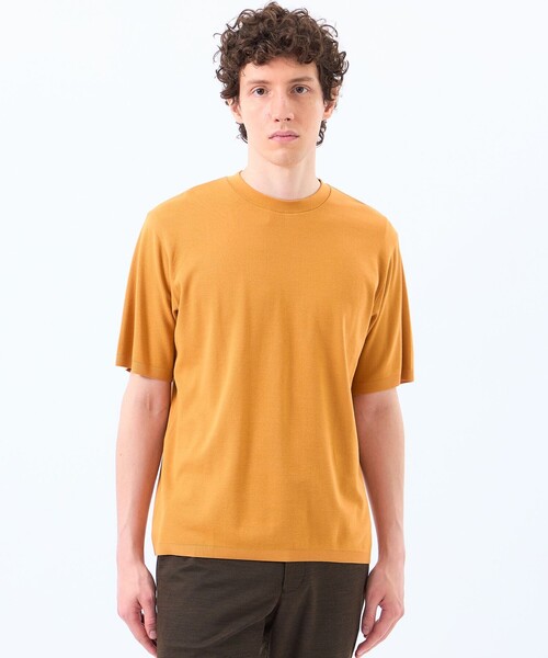 セーター ニット 30/1ミニカノコ クルーネック半袖ニットTシャツ メンズの画像