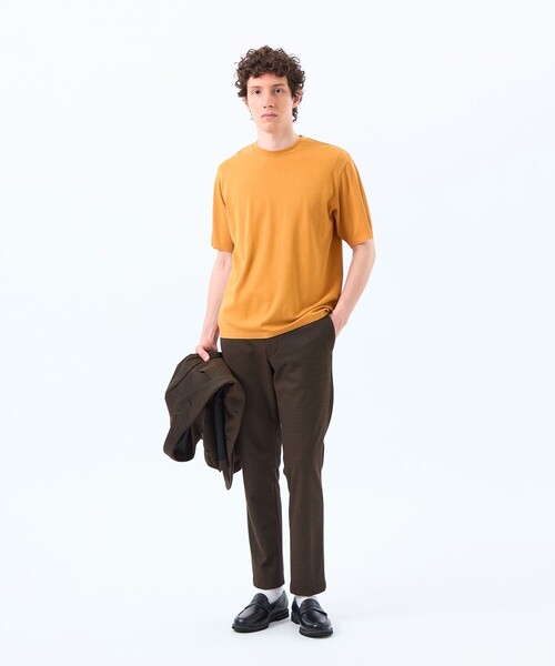セーター ニット 30/1ミニカノコ クルーネック半袖ニットTシャツ メンズの画像
