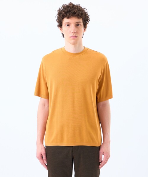 セーター ニット 30/1ミニカノコ クルーネック半袖ニットTシャツ メンズの画像