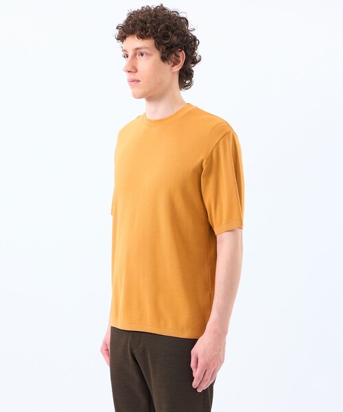 セーター ニット 30/1ミニカノコ クルーネック半袖ニットTシャツ メンズの画像