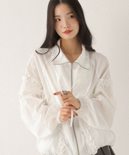 Heather（ヘザー） ブルゾン アウター アソートフリルナイロンブルゾン