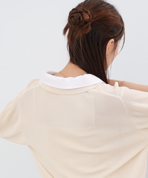 BAB（バブ） tシャツ ダブルカラー衿付きポロニット レディース