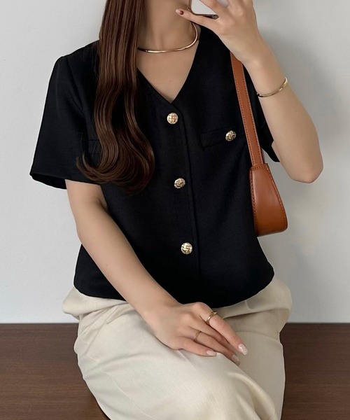 「callautia」 ノーカラージャケット LARGE アイボリー レディース