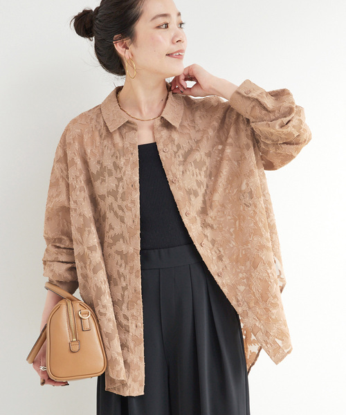 【ベージュ】格子ジャガード長袖シャツ (WOMENS) ルコックスポルティフ ゴルフ レディース ゴルフウェア 半袖シャツ 春