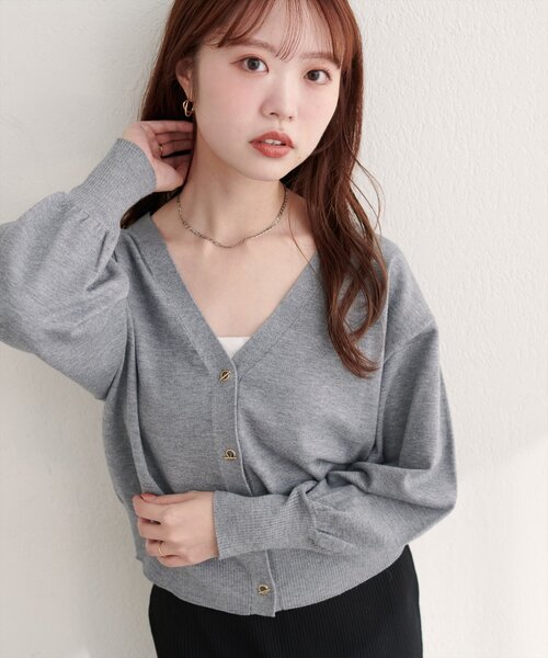 ハトメカーディガン natural couture カーディガン プチプラハトメバー釦カーデ レディース