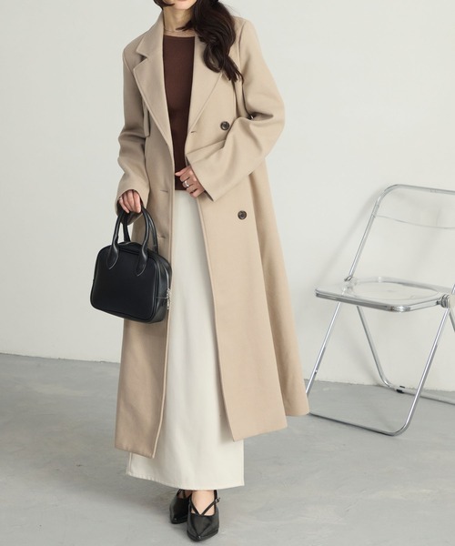 コート チェスターコート 「Cieluna」カットメルトンフレアロングチェスターコート レディース | Cieluna