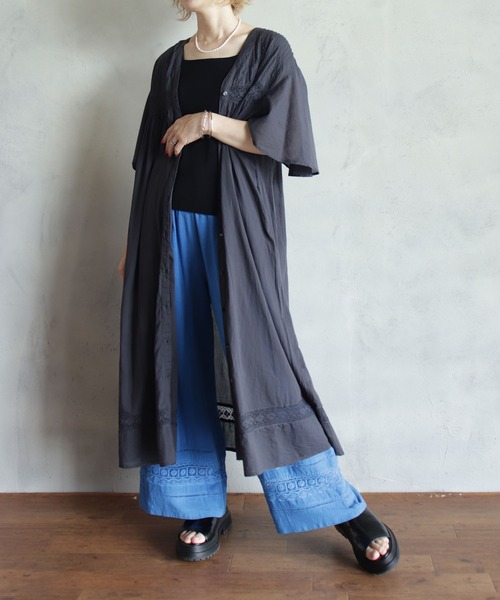 「BITTOKO」 半袖ワンピース FREE グレイッシュベージュ レディース_画像7