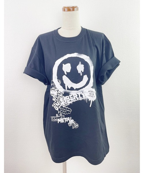 「WORLD WIDE LOVE!」 半袖Tシャツ 1 キャメル レディース_画像8