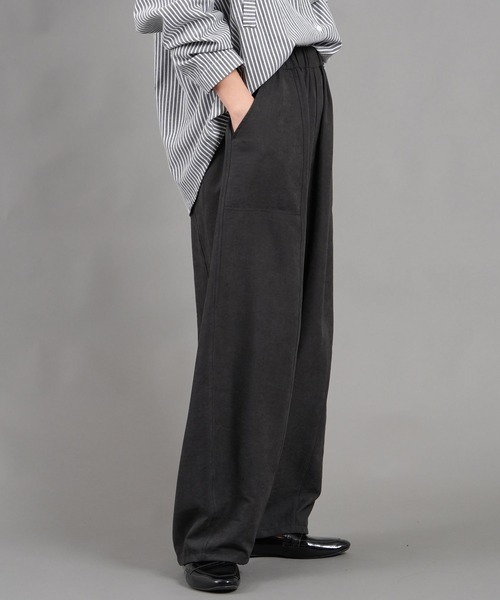 laulea ワイドパンツ パンツ ピーチ起毛 コクーンパンツ レディース