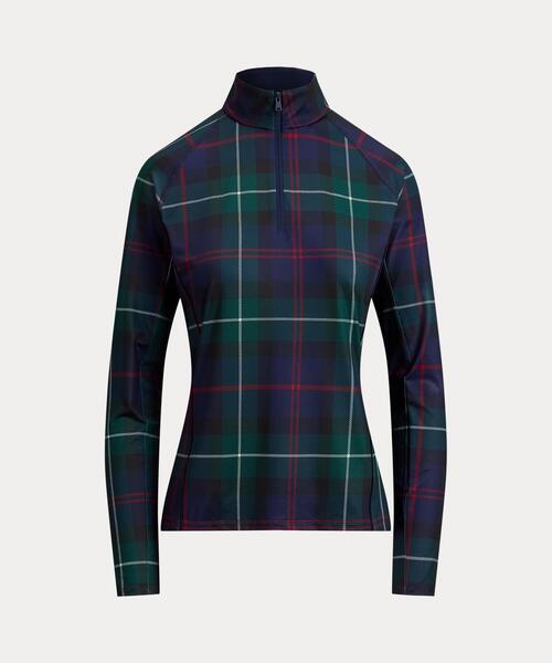 RLX チェック ストレッチジャージー クォータージップ レディース