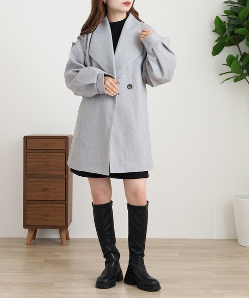 OMNES（オムネス） ピーコート pコート バックウエストタックミドル 