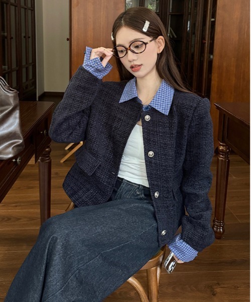 gossip!ロサンゼルス ブルゾン アウター Y2K チェックスタイリッシュ