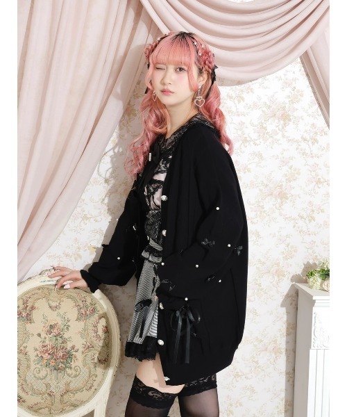 NOEMIE（ノエミー） カーディガン キラキラリボンケーブルカーディガン