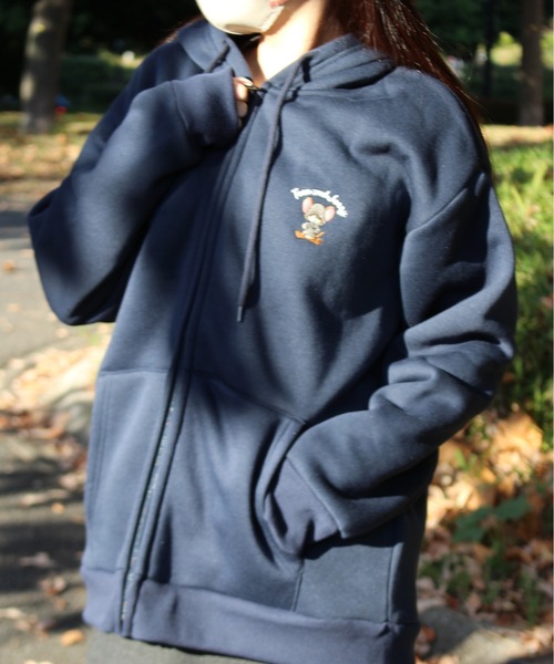 パーカー 「TOM＆JERRY/トムとジェリー」軽ボアスウェットワンポイント