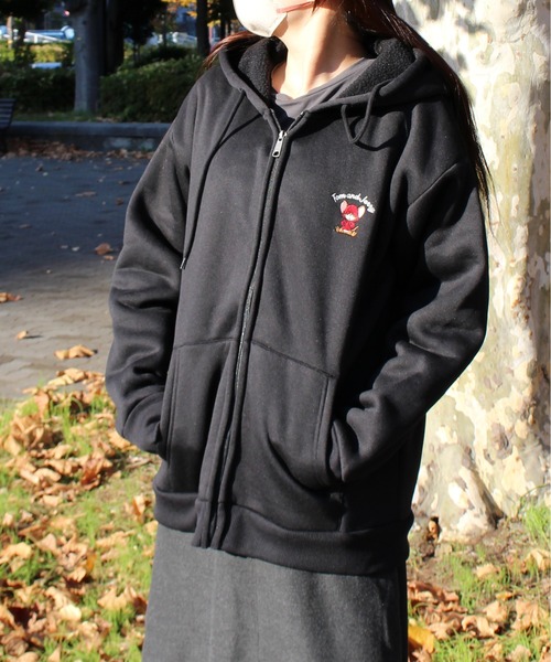 パーカー 「TOM＆JERRY/トムとジェリー」軽ボアスウェットワンポイント