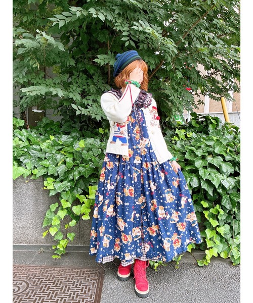 PINK HOUSE（ピンクハウス） ブーツ 顔くまネーム使い編み上げブーツ