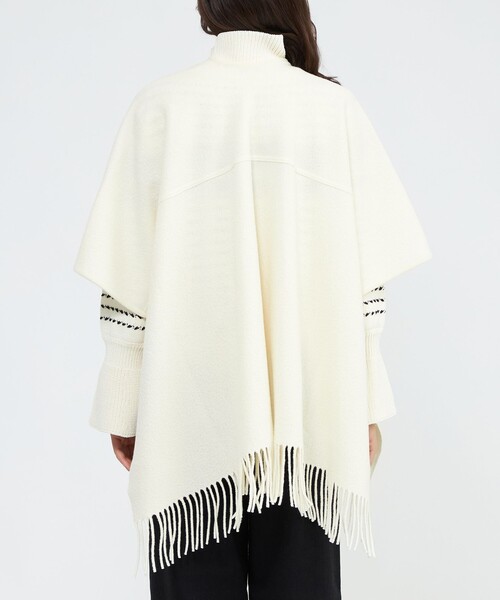 ストール マフラー 「La maglia due」 フリンジニットケープ レディースの画像