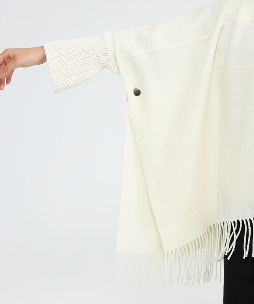 ストール マフラー 「La maglia due」 フリンジニットケープ レディースの画像