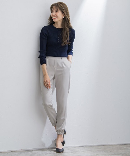 「Pierrot」 イージーパンツ - ダークネイビー レディース_画像2