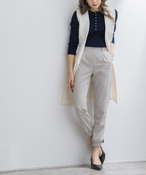 「Pierrot」 イージーパンツ - ダークネイビー レディース_画像5