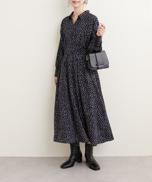 「natural couture」 長袖ワンピース FREE チャコールグレー レディース_画像2