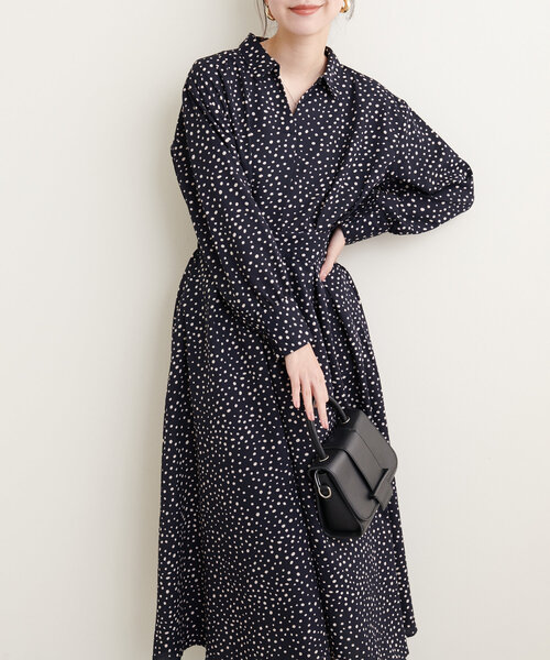 「natural couture」 長袖ワンピース FREE チャコールグレー レディース_画像4