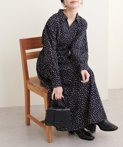 「natural couture」 長袖ワンピース FREE チャコールグレー レディース_画像5