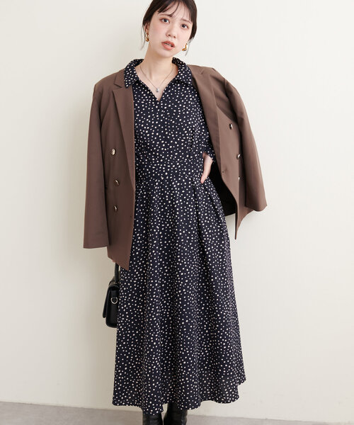 「natural couture」 長袖ワンピース FREE チャコールグレー レディース_画像6