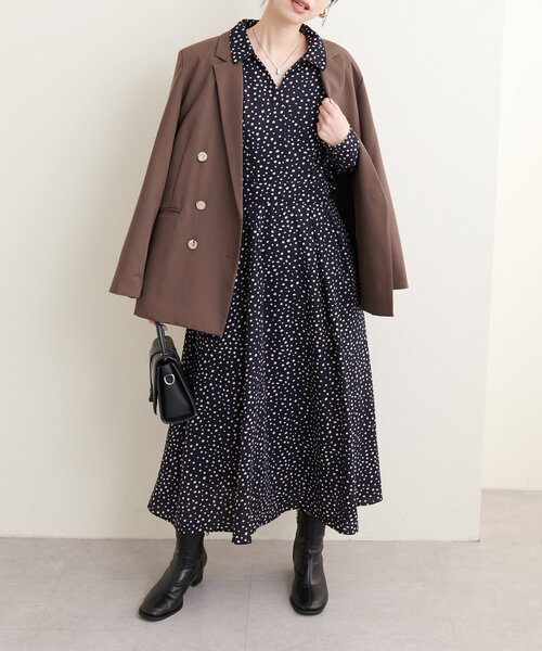 「natural couture」 長袖ワンピース FREE チャコールグレー レディース_画像7