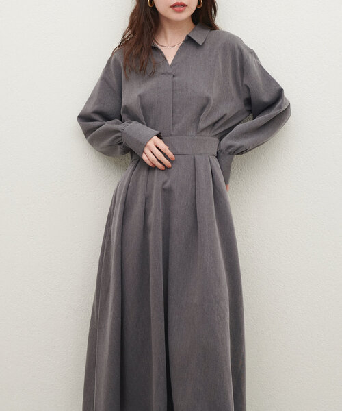 「natural couture」 長袖ワンピース FREE チャコールグレー レディース_画像8