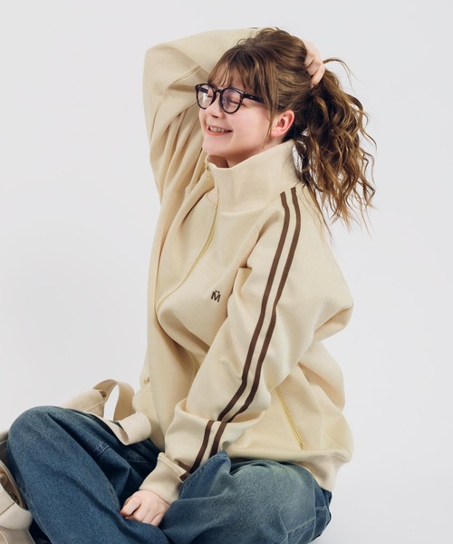 「MUHET」 ジャージブルゾン MEDIUM ネイビー レディース_画像8