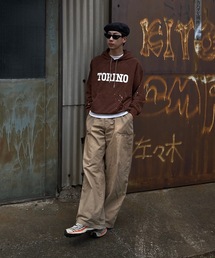 「MandO（Auntie Rosa）」 プルオーバーパーカー MEDIUM チャコールグレー メンズの画像4