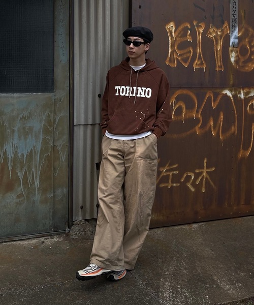 「MandO（Auntie Rosa）」 プルオーバーパーカー MEDIUM チャコールグレー メンズの画像4