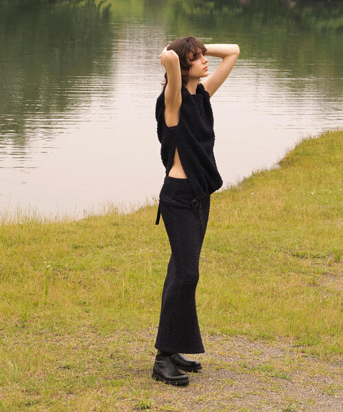 「BACCA」 ロングスカート 34 ネイビー レディース_画像4