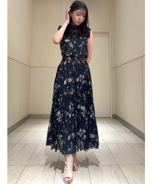 【美品大人気】45RPM ネイビー フラワープリント フリルシャツ レディース1 美品大人気】45RPM ネイビー フラワープリント フリルシャツ