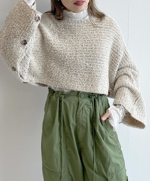 「w closet」 半袖ニット FREE ベージュ レディース_画像3