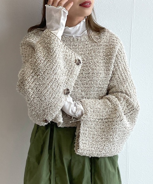 「w closet」 半袖ニット FREE ベージュ レディース_画像6